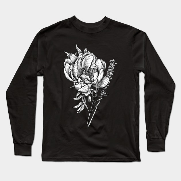 Peony Long Sleeve T-Shirt by ArtbyGraves